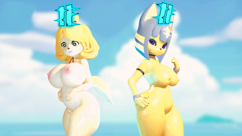 3d 3d_(artwork) 3d_model animal_crossing animal_crossing_new_leaf ankha ankha_(animal_crossing) ankha_(hazeker) big_ass big_breasts big_butt comic doubutsu_no_mori exposed_ass exposed_breasts exposed_pussy furry furry_only furry_tail hazeker highwizard isabelle_(animal_crossing) isabelle_(highwizard) nairu_(doubutsu_no_mori) nintendo paused rekki time_stop year_request