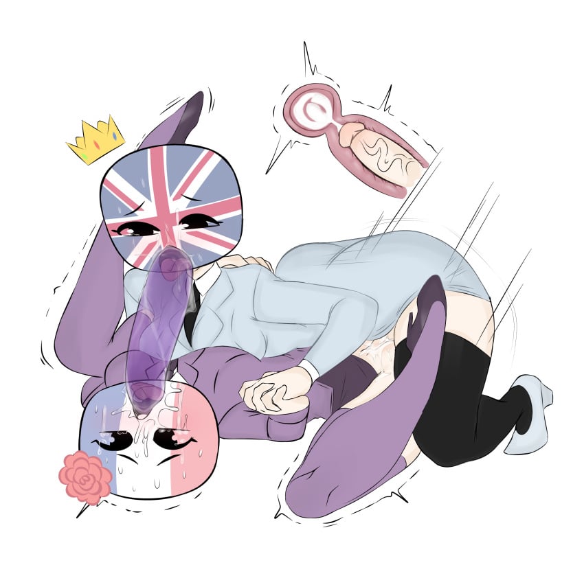 1futa 1girls big_penis breasts countryhumans countryhumans_girl cum cum_in_pussy cum_inside dildo dildo_in_mouth duo elegant_dress female flawsy france_(countryhumans) futa_on_female futanari united_kingdom_(countryhumans) x-ray