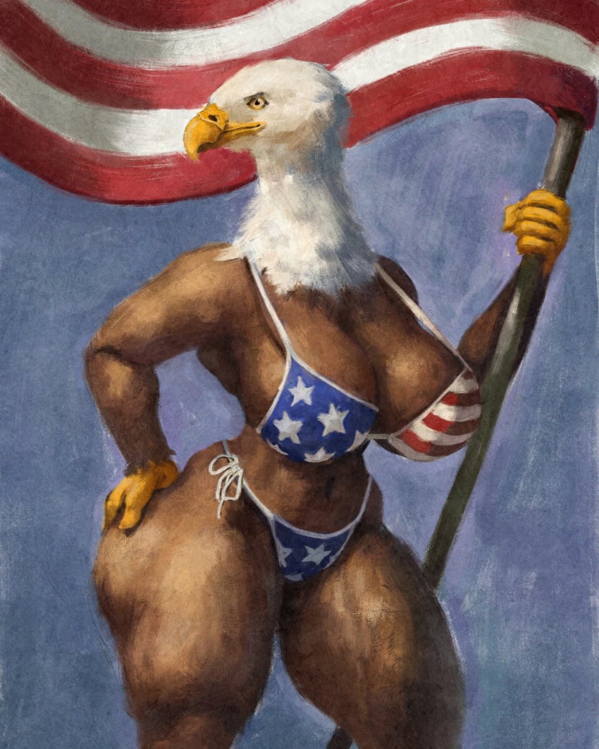 4th_of_july american_eagle bald_eagle big_breasts breasts eagle female tagme thick_thighs upai wide_hips