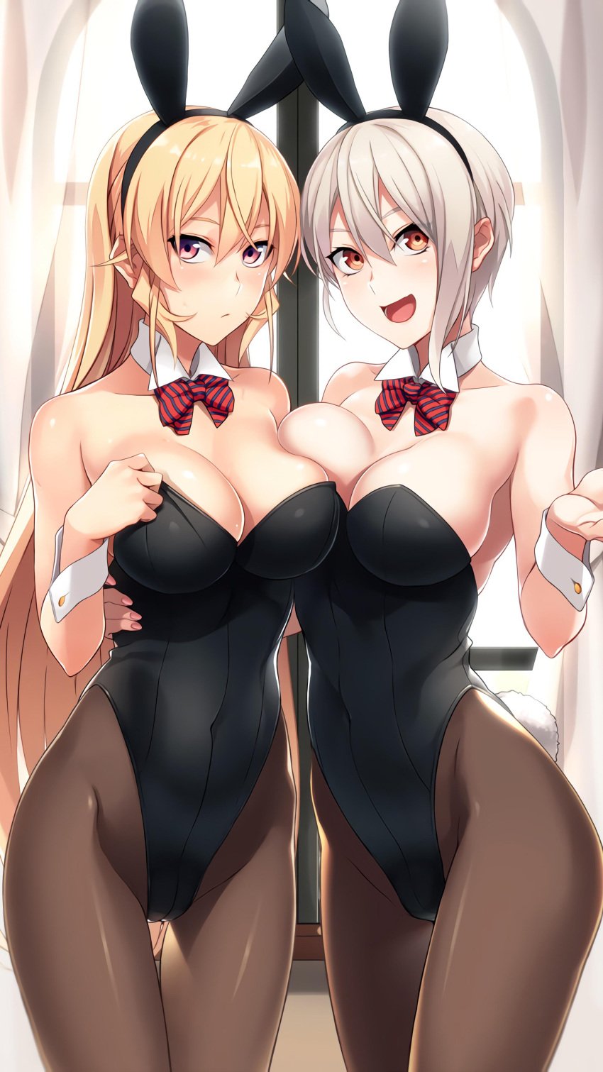 2girls bunny_ears bunnysuit duo female female_focus leotard nakiri_alice nakiri_erina playboy_bunny prime shokugeki_no_souma tagme