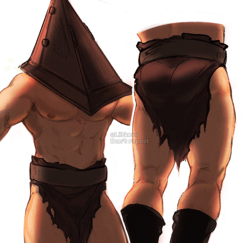 boots bubble_butt dead_by_daylight helmet liltkeva loincloth male male_only multiple_views muscular muscular_male pyramid_head silent_hill solo thick_thighs topless topless_male