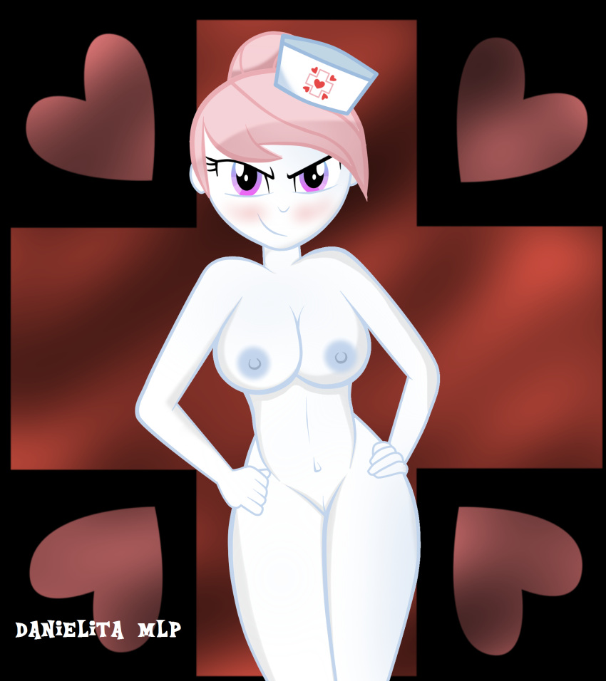 1girls areolae big_breasts breasts cutie_mark danielitamlp_(artist) equestria_girls female female_only friendship_is_magic hands_on_hips hasbro hi_res highres human humanized looking_at_viewer my_little_pony navel nipples nude nude_female nurse nurse_cap nurse_redheart pussy solo solo_female