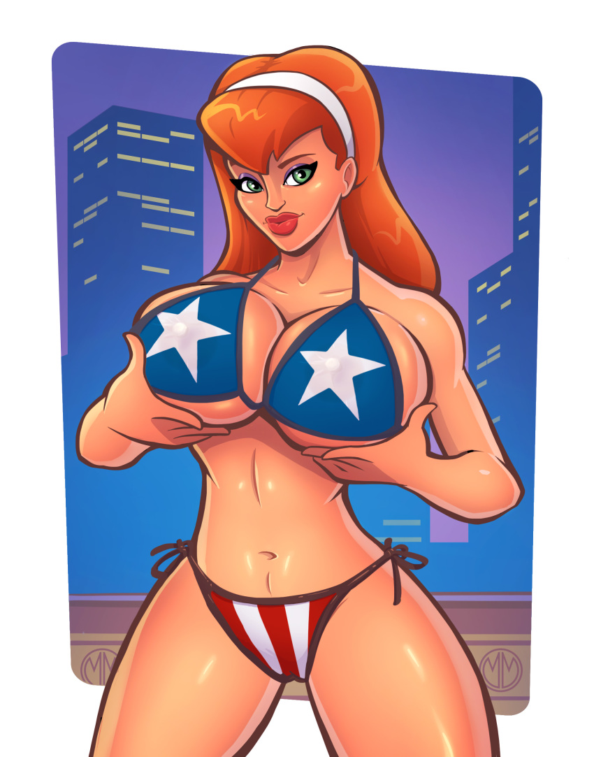 american_flag_bikini bare_shoulders bikini candy_suxxx cleavage collarbone erect_nipples female femsub fondling_self grand_theft_auto grand_theft_auto:_vice_city huge_breasts long_hair mikemorata navel orange_hair prostitute red_lipstick solo teal_eyes