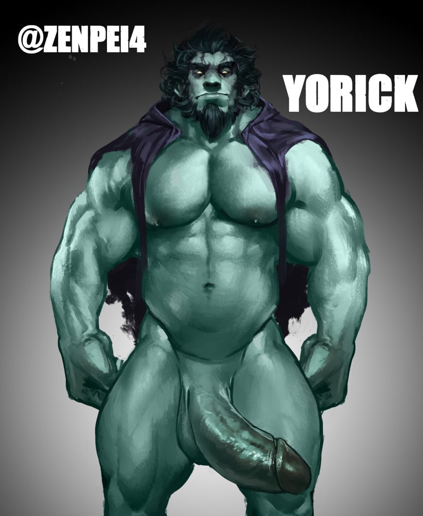 1boy big_penis boner erection league_of_legends male male_focus male_only naked solo solo_focus solo_male yorick zenpei