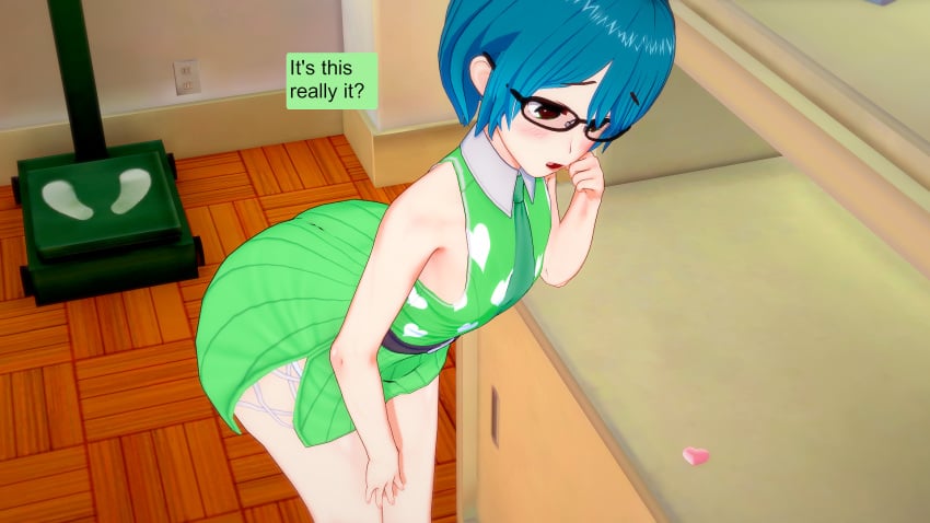 1boy 3d bubble_butt comic comic_page emotioncreator femboy gideonlover gigantic_ass glasses green_eyes green_hair huge_ass huge_butt hyper_ass illusion_soft infirmary male male_only solo trap