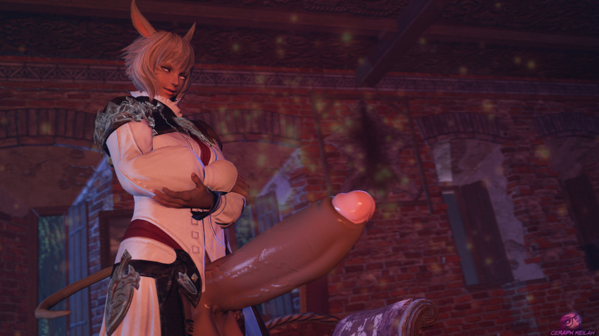 1futa 3d balls catgirl ceraph_keilah erection final_fantasy final_fantasy_xiv futa_only futanari hyper_penis miqo'te penis solo source_filmmaker testicles y'shtola