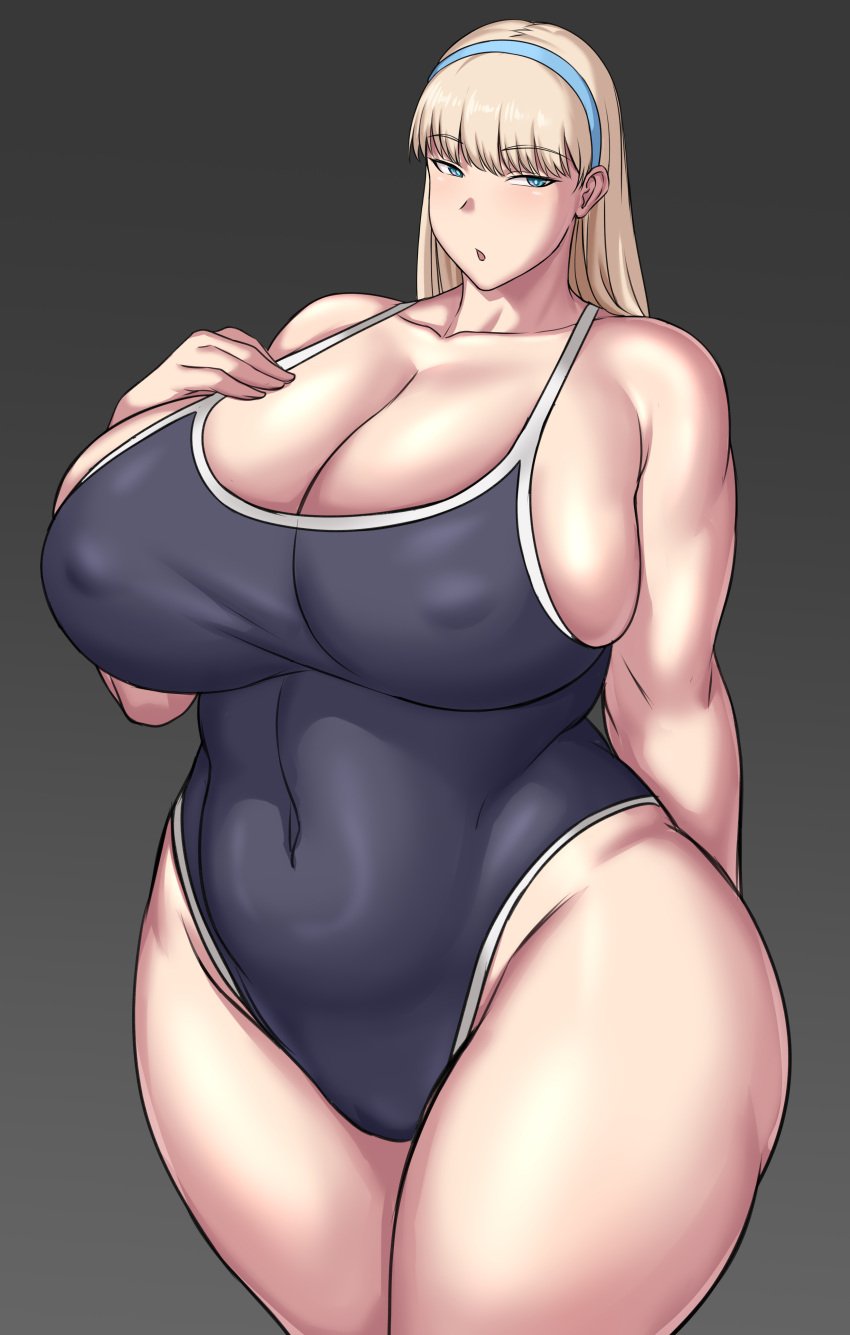 1girls big_breasts blonde_female blonde_hair blue_eyes breasts busty cleavage curvaceous curves curvy curvy_body curvy_female curvy_figure enormous_breasts female female_focus female_only hairband hand_on_breast huge_breasts large_breasts long_hair love321 original original_character solo solo_female solo_focus swimsuit thick_thighs thighs voluptuous wide_hips