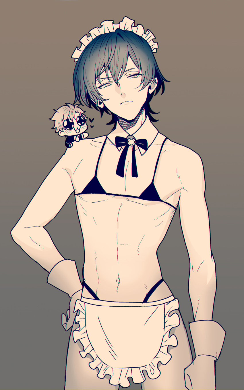 bra byleth_(fire_emblem) byleth_(fire_emblem)_(male) crossdressing fire_emblem fire_emblem:_three_houses gay maid maid_bikini maid_headdress male_maid male_only nonesabu panties sylvain_jose_gautier