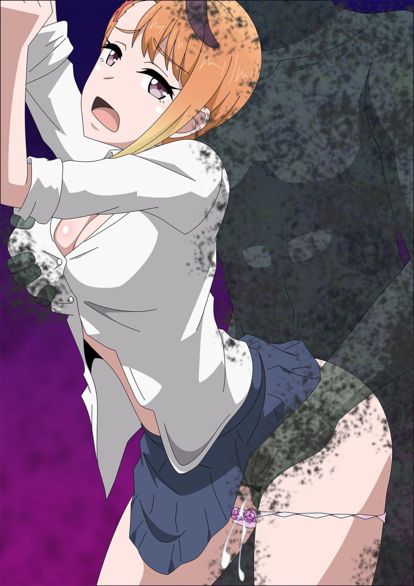 1boy 1girls against_wall breast_grab cum_in_pussy doggy_style dubious_consent from_behind_position fully_clothed ghost grabbing grabbing_from_behind groping groping_from_behind mieruko-chan questionable_consent rape skirt skirt_lift standing_sex yurikawa_hana