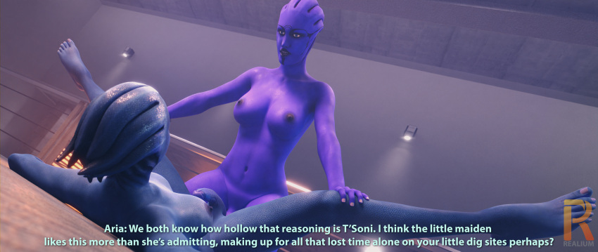 3d aria_t'loak asari asari_futanari barefoot blue_breasts blue_eyes blue_skin blue_tits breasts_out cheating cheating_girlfriend cheating_wife citadel comic_page cucked_by_futa cuckold dialogue dominant dominant_futanari feet floor floor_sex futa_on_futa futanari image_set legs_held_apart liara_t'soni mass_effect netorare nipples ntr pov purple_skin realium3d self_upload spread_legs story toes