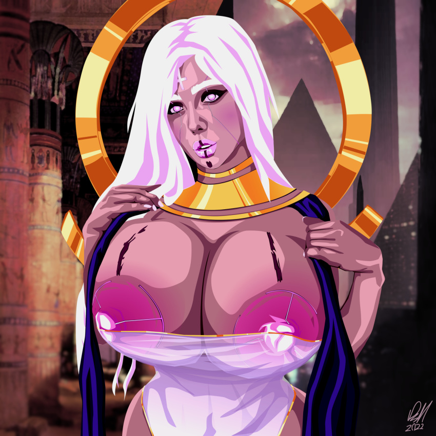 big_breasts bimbo deshome female huge_breasts looking_at_viewer nipples nubian princess self_upload tongue_out