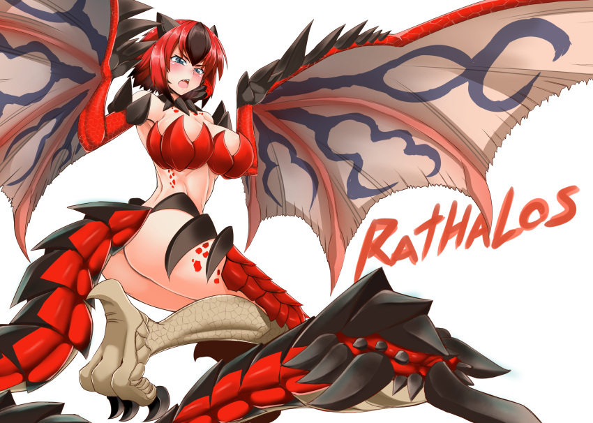 2018 ass big_breasts capcom cleavage dragon_girl dragon_wings gijinka humanized monster_girl monster_hunter rathalos rule_63 tagme thighs virusotaku