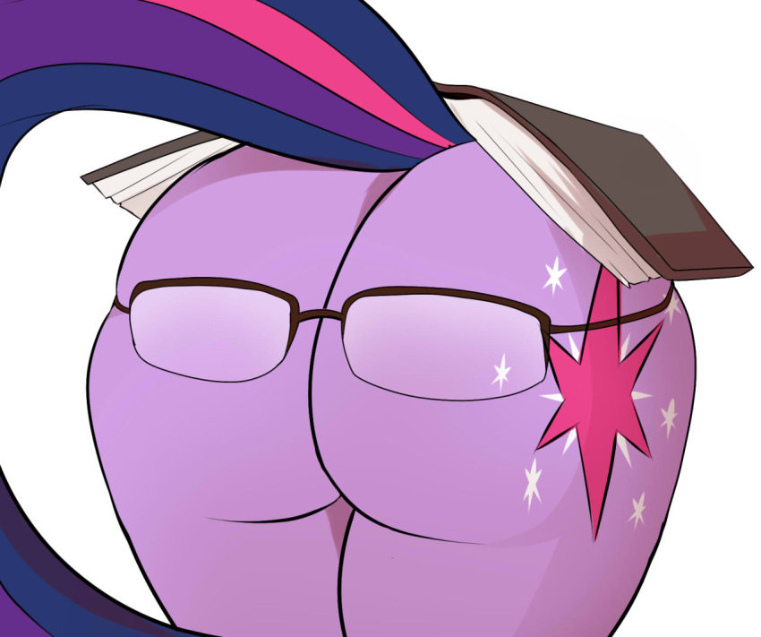 2016 ass book cutie_mark equine evehly eyewear female feral friendship_is_magic glasses hair horse mammal multicolored_hair my_little_pony pony presenting presenting_hindquarters rear_view simple_background solo twilight_sparkle_(mlp) white_background