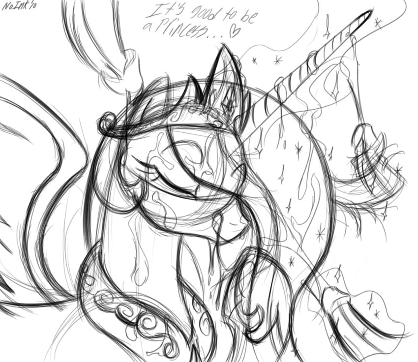 black_and_white bukkake crown cum equine feral friendship_is_magic horse mlp monochrome my_little_pony my_little_pony_friendship_is_magic necklace no-ink pegacorn penis pony princess princess_celestia_(mlp) sketch smooth_skin wings