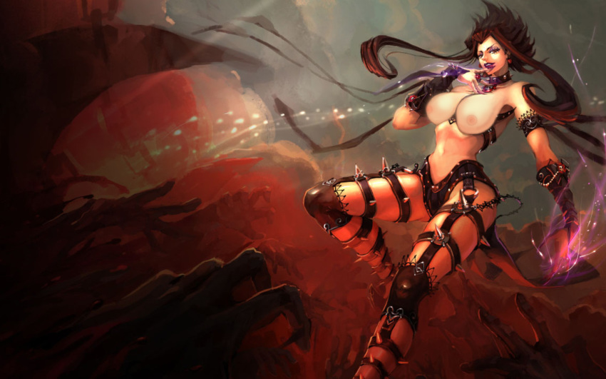 breasts death_sworn_series evelynn league_of_legends shadow_evelynn straight_hair tagme