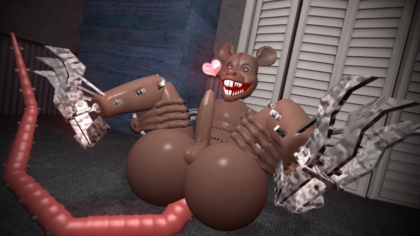 1boy anthro ass balls big_ass big_butt butt butt_focus erection five_nights_at_candy's five_nights_at_candy's_3 gay humanoid inviting inviting_to_sex monster_rat_(fnac3) penis precum presenting_ass solo solo_focus submissive_male