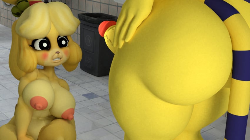 1futa 1girls 3d 3d_(artwork) 3d_model animal_crossing animal_crossing_new_leaf ankha ankha_(animal_crossing) ankha_(hazeker) anthro anthro_on_anthro artist_request ass big_ass big_breasts big_butt big_muscles big_nipples big_penis big_thighs black_eyes breasts bubble_ass bubble_butt butt curvy doubutsu_no_mori duo female female/futanari futanari futanari/female hazeker indoors intersex isabelle_(animal_crossing) long_tail muscular_futanari nairu_(doubutsu_no_mori) naked nintendo nipples nude penis restroom source_request tail thick thick_ass thick_butt thick_hips thick_thighs thighs throat_fuck wide_hips year_request yellow_fur yellow_hair