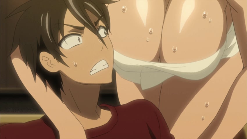 1male animated artist_request big_breasts blush female hetero highschool_of_the_dead large_breasts screencap shizuka_marikawa takashi_komuro