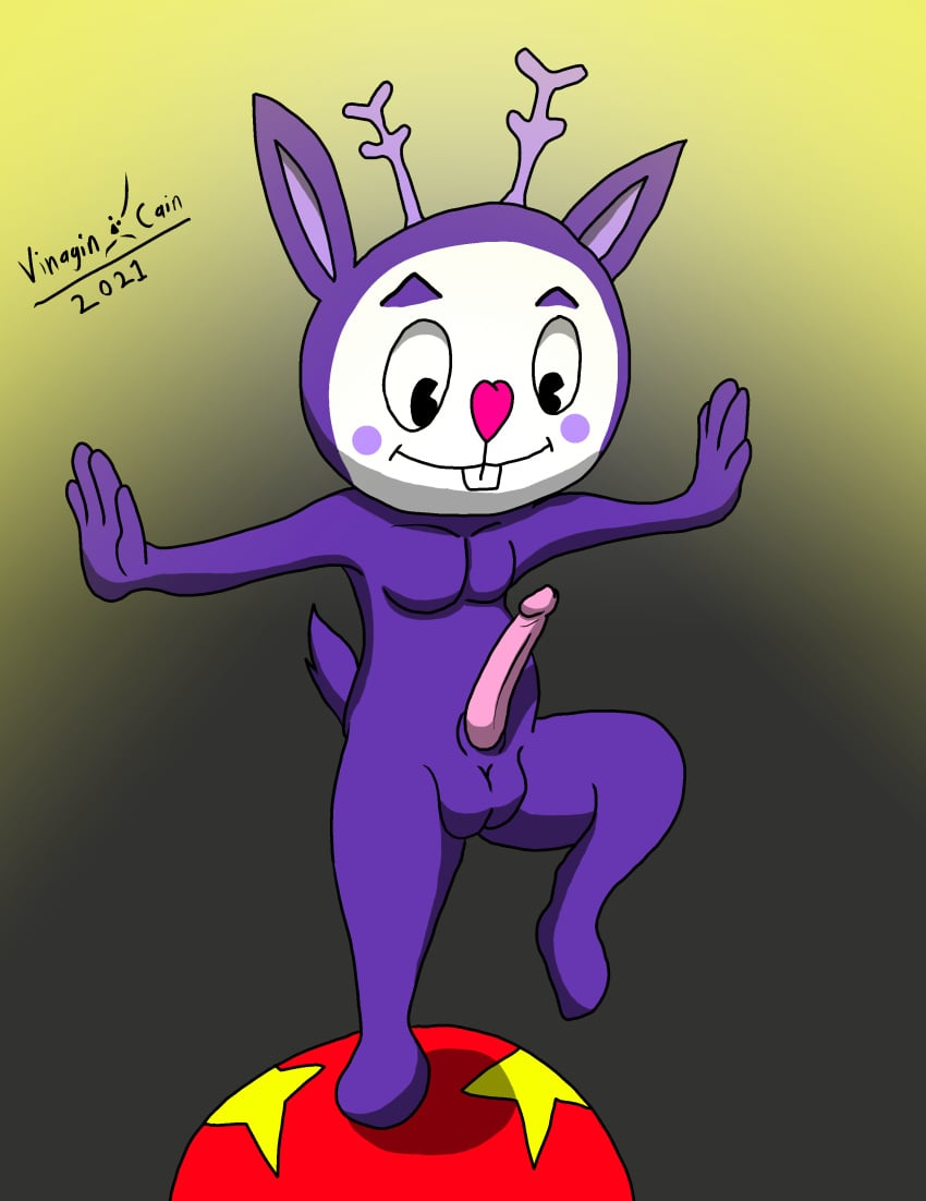 anthro balancing big_balls big_penis deer hands happy_tree_friends mime_(htf) naked nude rave_roo