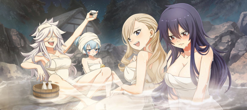 4girls android android_girl artist_request big_breasts blonde_hair blue_eyes blue_hair breasts closed_eyes drink drinking edens_zero embarrassed female_only hermit_mio homura_kogetsu long_hair mole mole_under_eye multiple_girls open_mouth rebecca_bluegarden red_eyes rubber_duck short_hair sister_ivry small_breasts spa tagme taking_a_bath towel towel_around_waist towel_on_head towel_wrap white_hair