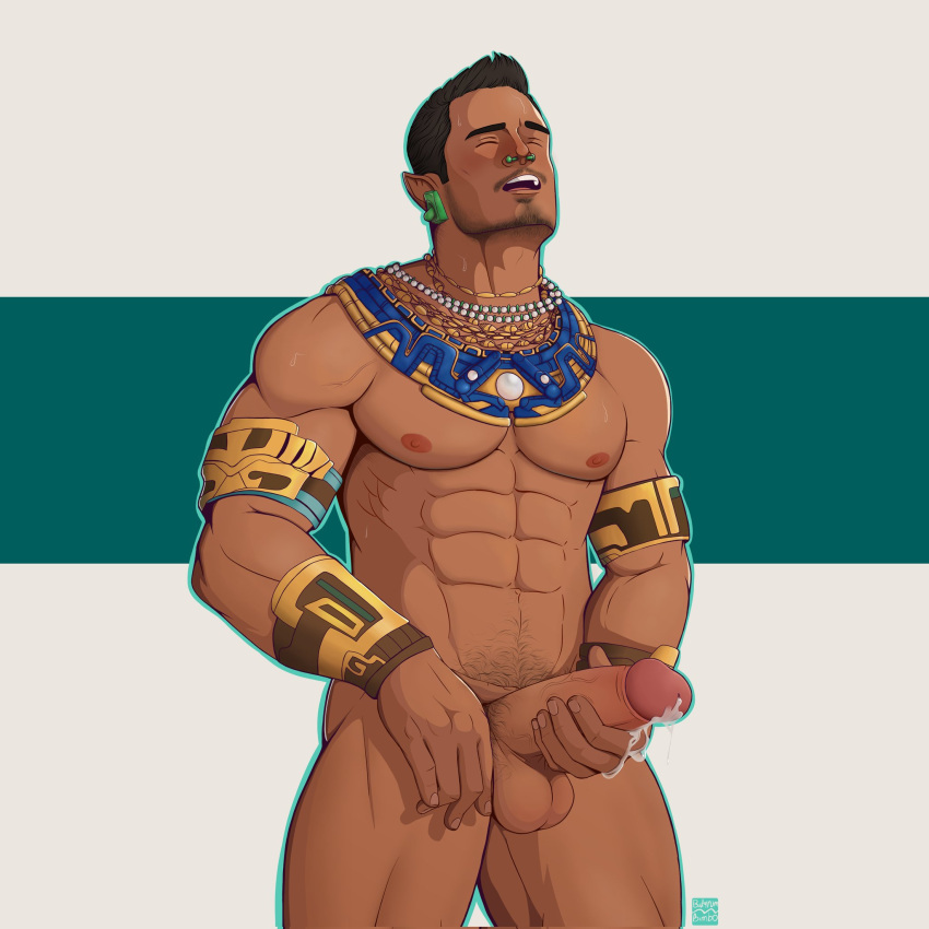 1boy abs balls big_arms big_balls big_legs big_penis black_hair black_panther:_wakanda_forever brown_body brown_skin butyrum_bimbo closed_eyes cum male male_only male_solo marvel marvel_cinematic_universe marvel_comics masturbation muscular muscular_male naked namor native_american_male necklace nipples shirtless shirtless_(male) tagme tenoch_huerta