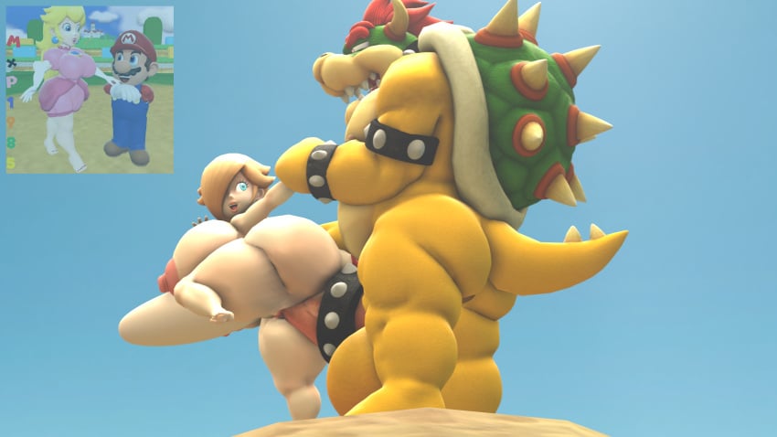 3d big_ass big_balls big_breasts big_penis bowser cock_ring deep_penetration expansion female hand_on_ass hyper_penetration hyper_stomach_bulge mario_(series) mxp1985 penetration princess_rosalina sex sky source_filmmaker stomach_bulge