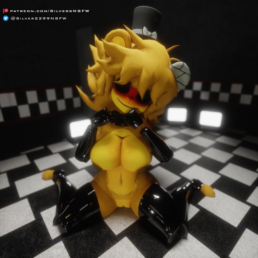 3d cally3d clazzey cryptiacurves elbow_gloves fazclaire's_nightclub five_nights_at_freddy's fnaf freddy_(fnaf) fredina's_nightclub fredina_(cally3d) frenni_(cryptia) frenni_fazclaire golden_freddy golden_freddy_(fnaf) golden_fredina_(cally3d) latex latex_gloves latex_thighhighs scottgames silver2299 solo toeless_thigh_highs type_0