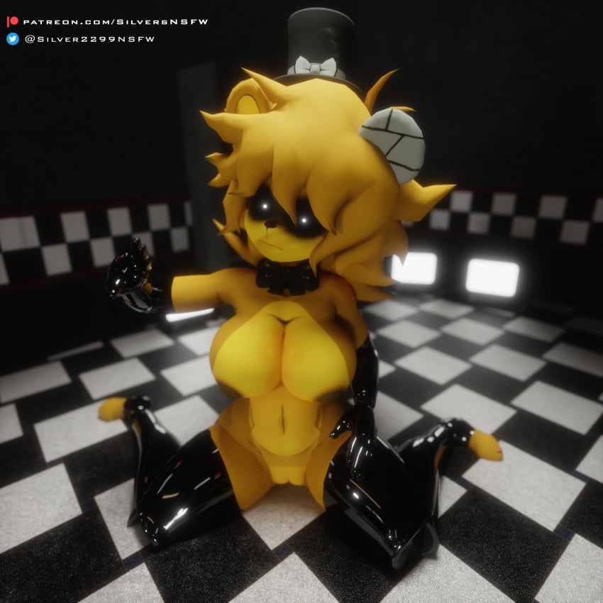 3d cally3d clazzey cryptiacurves elbow_gloves fazclaire's_nightclub five_nights_at_freddy's fnaf freddy_(fnaf) fredina's_nightclub fredina_(cally3d) frenni_(cryptia) frenni_fazclaire golden_freddy golden_freddy_(fnaf) golden_fredina_(cally3d) latex latex_gloves latex_thighhighs scottgames silver2299 solo toeless_thigh_highs type_0