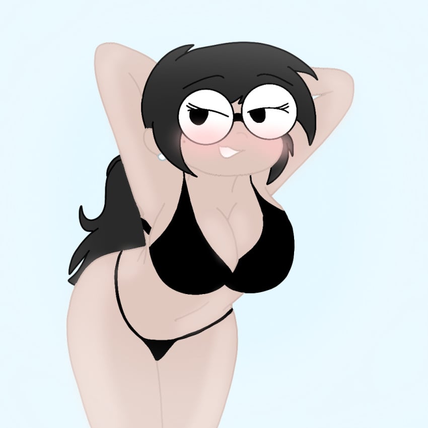 anne_(lewd_anne) bikini black_hair brown_skin female glasses lewd_anne swimwear