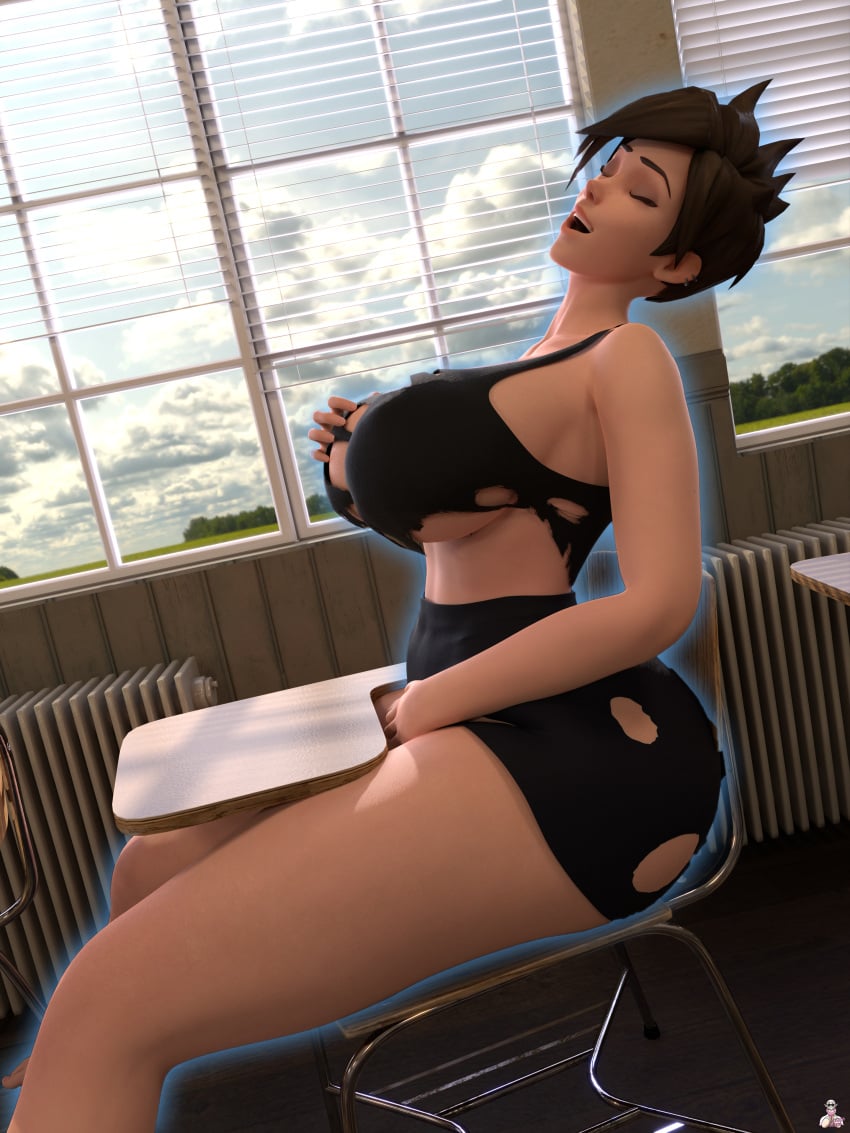 1girls 3d ass ass_expansion breast_expansion breasts female female_only giantess huge_ass huge_breasts lazza_(artist) overwatch solo solo_female thick_thighs tracer wide_hips