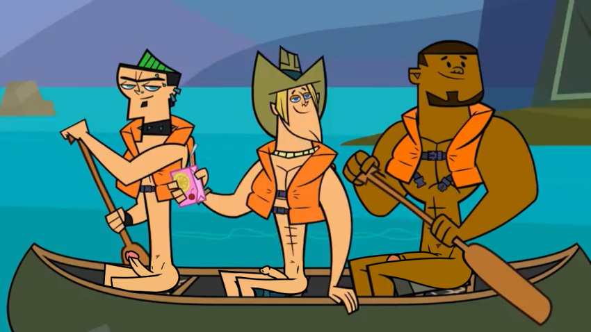 boat dark-skinned_male dj_(tdi) drawfag drawthread_request duncan_(tdi) edit edited floatie genitals geoff_(tdi) human jacket male male_focus male_only mohawk muscular muscular_male naked nude pecs penis retracted_foreskin screenshot screenshot_edit smiling total_drama_island uncut unknown_artist water