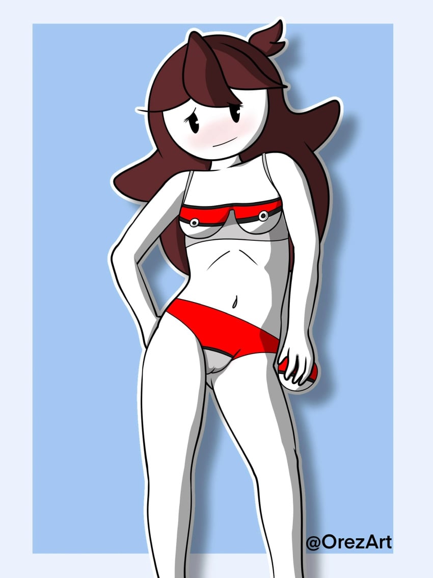 blush brown_hair jaiden jaiden_animations jaidenanimations mob_face orez_art orezart poke_ball poke_ball_bikini pokemon pussy tagme youtube youtuber