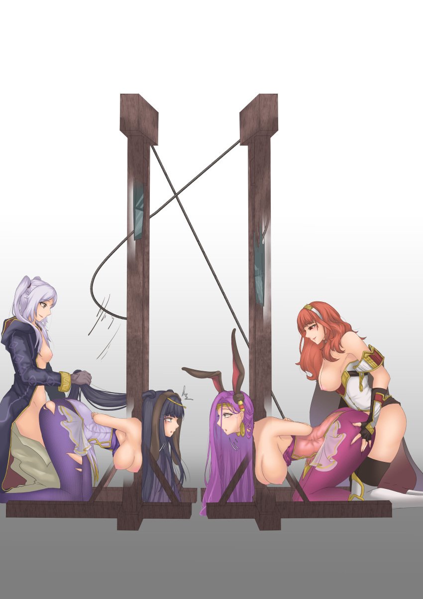 2futas 2girls alternate_costume bebekpeking blush bondage breasts breasts_out bunny_ears bunny_girl bunnysuit cape celica_(fire_emblem) clothed_female clothed_futanari clothed_sex dark_hair doggy_style dubious_consent earrings femsub fire_emblem fire_emblem_awakening fire_emblem_echoes:_shadows_of_valentia fire_emblem_gaiden fire_emblem_heroes from_behind from_behind_position futa_on_female futanari gloves gore grabbing_from_behind guillotine hair_pull hair_pulling hand_on_ass headband imminent_death imminent_decapitation implied_futanari implied_penetration implied_sex kneeling long_hair looking_at_another motion_lines nintendo nipples off_shoulder official_alternate_costume open_jacket pants_down pantyhose peril pulling_hair purple_hair rape red_eyes red_hair robin_(fire_emblem) robin_(fire_emblem)_(female) shirt_down shocked shocked_expression sonya_(fire_emblem) sonya_(spring)_(fire_emblem) tharja_(fire_emblem) tharja_(spring)_(fire_emblem) thighhighs tights torn_clothes torn_pantyhose twintails white_dress white_hair