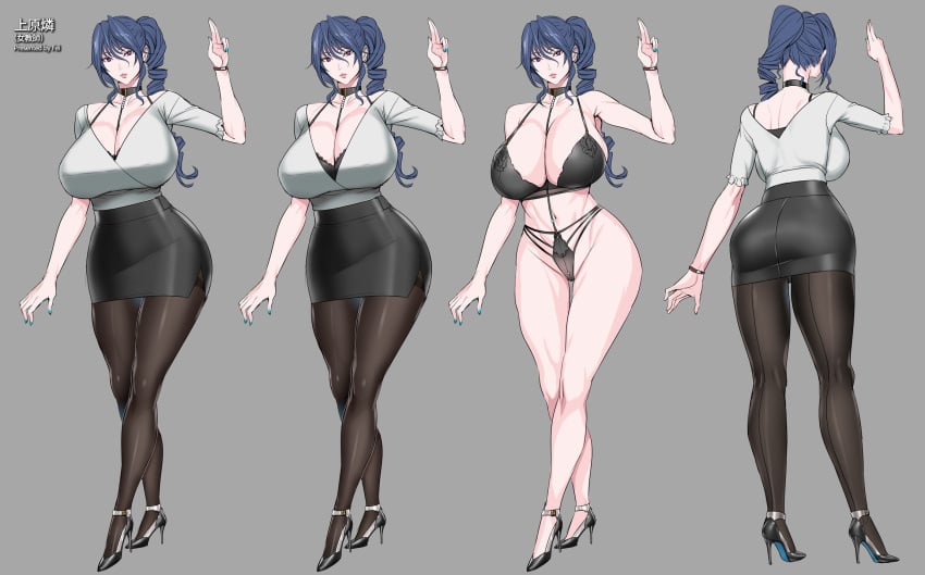 aqua_nails big_ass big_breasts breasts bubble_butt fei_(maidoll) female heels nail_polish solo_female tagme taimanin_(series) teacher thick_thighs uehara_rin