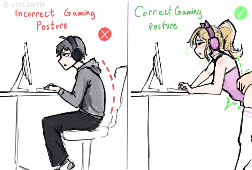 2boys anal anal_sex before_and_after computer correct_gaming_posture_(meme) crossdressing femboy meme sissy stockings trap vissentia