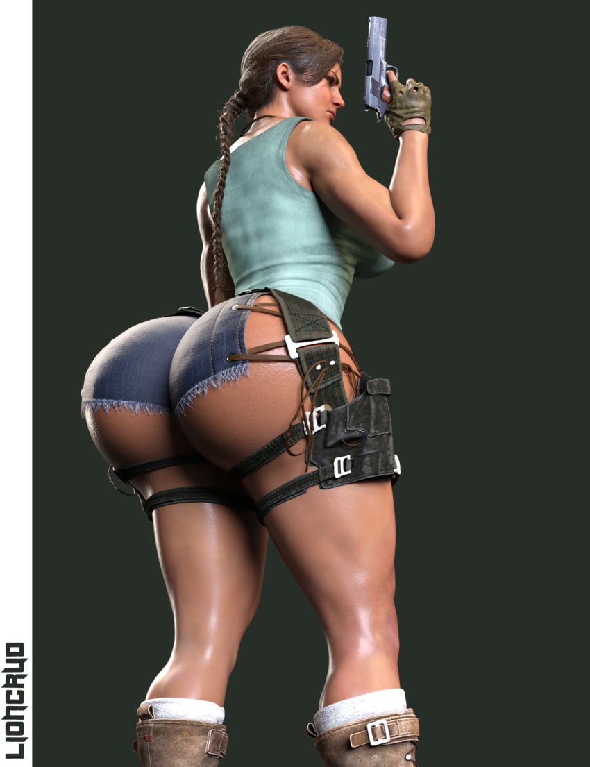 absurd_res ass_built_separately ass_implants bubble_butt fake_ass female_focus female_only lara_croft lioncrud shorts sole_female