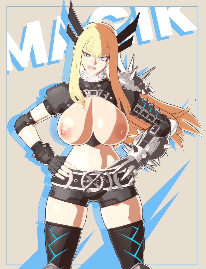 1girls 3d areolae blonde_hair blue_eyes breasts female large_breasts light-skinned_female light_skin long_hair luminaryofages magik_(illyana_rasputin) magik_(marvel_tokon) marvel marvel_tokon:_fighting_souls nipples puffy_nipples russian russian_female topless
