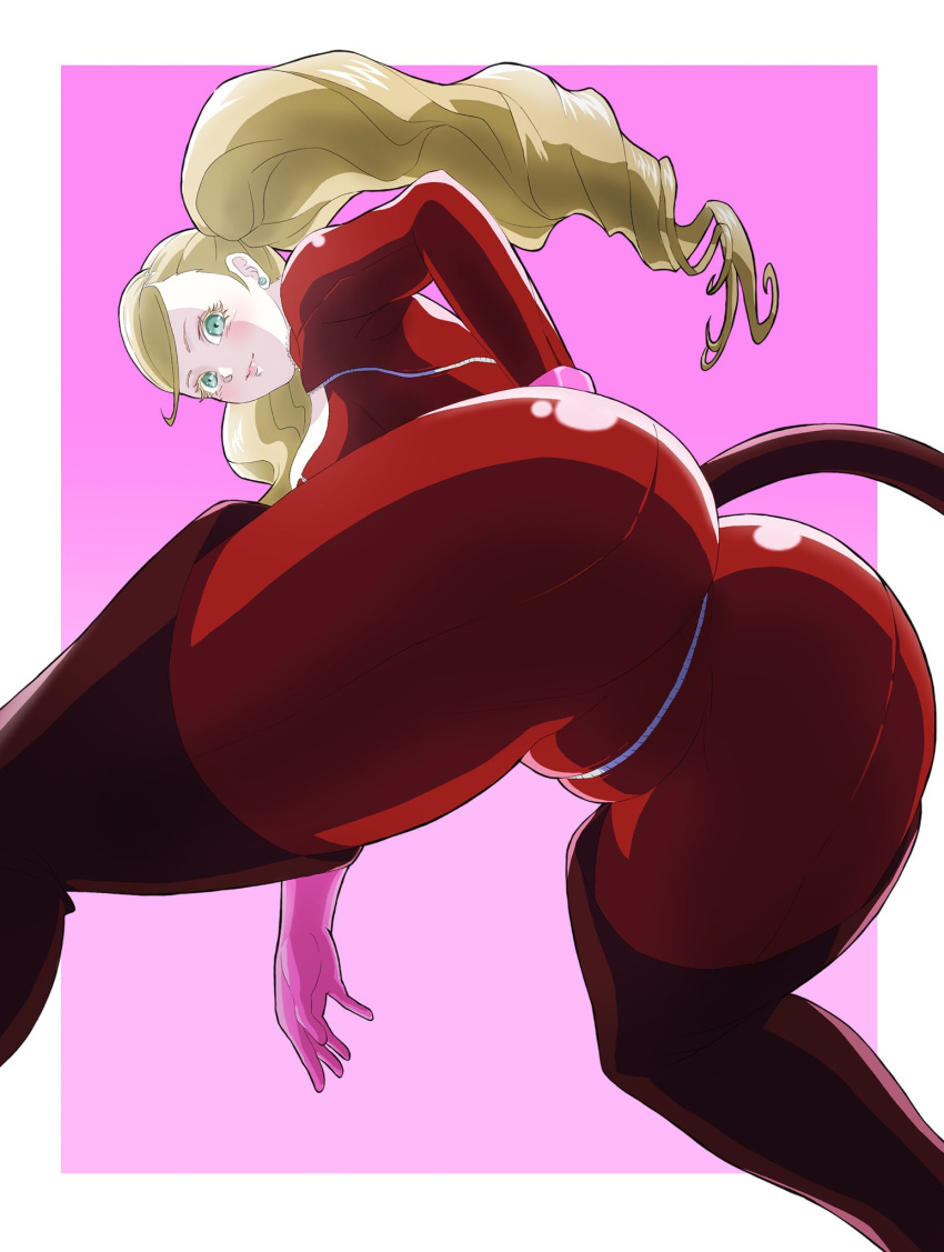 1girls alternate_costume alternate_version_available ann_takamaki armwear ass ass_focus atlus big_ass blonde_hair bodysuit boots breasts cameltoe clothing dat_ass earrings female female_only gloves huge_ass human legwear lips looking_at_viewer looking_down neucia pale_skin pawg persona persona_5 phantom_thief_suit pink_gloves red_bodysuit solo solo_female tail teal_eyes thick_lips thick_thighs thigh_boots thighs twintails