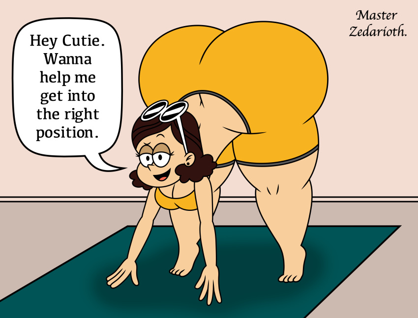 ass_bigger_than_head ass_cleavage big_ass breasts butt_crack downward_dog eyes_half_open huge_ass master_zedarioth the_loud_house thicc_qt tight_clothing yoga yoga_pants