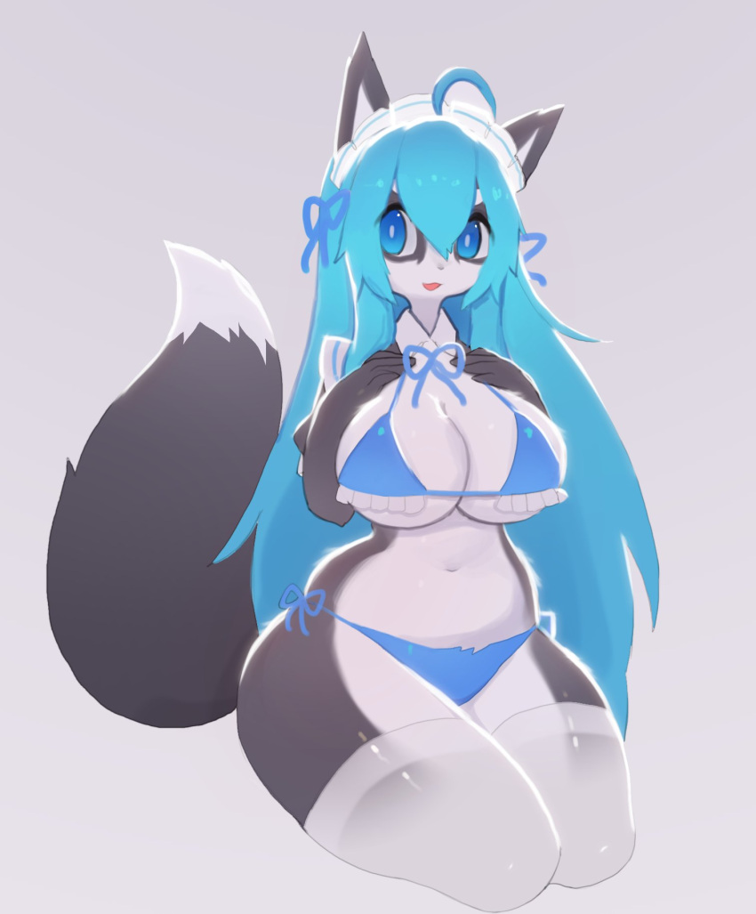 anthro big_breasts bikini breasts female fur furry furry_only hanul maid_headdress soda_uyu tagme thick_thighs thighhighs