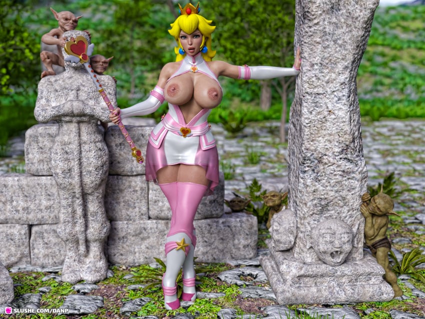 3d big_breasts big_lips bimbo blonde_hair blue_eyes breasts busty crown danp earrings female female_focus goblin goblin_male goblins hourglass_figure long_hair makeup mario_(series) nintendo princess princess_peach tagme wide_hips