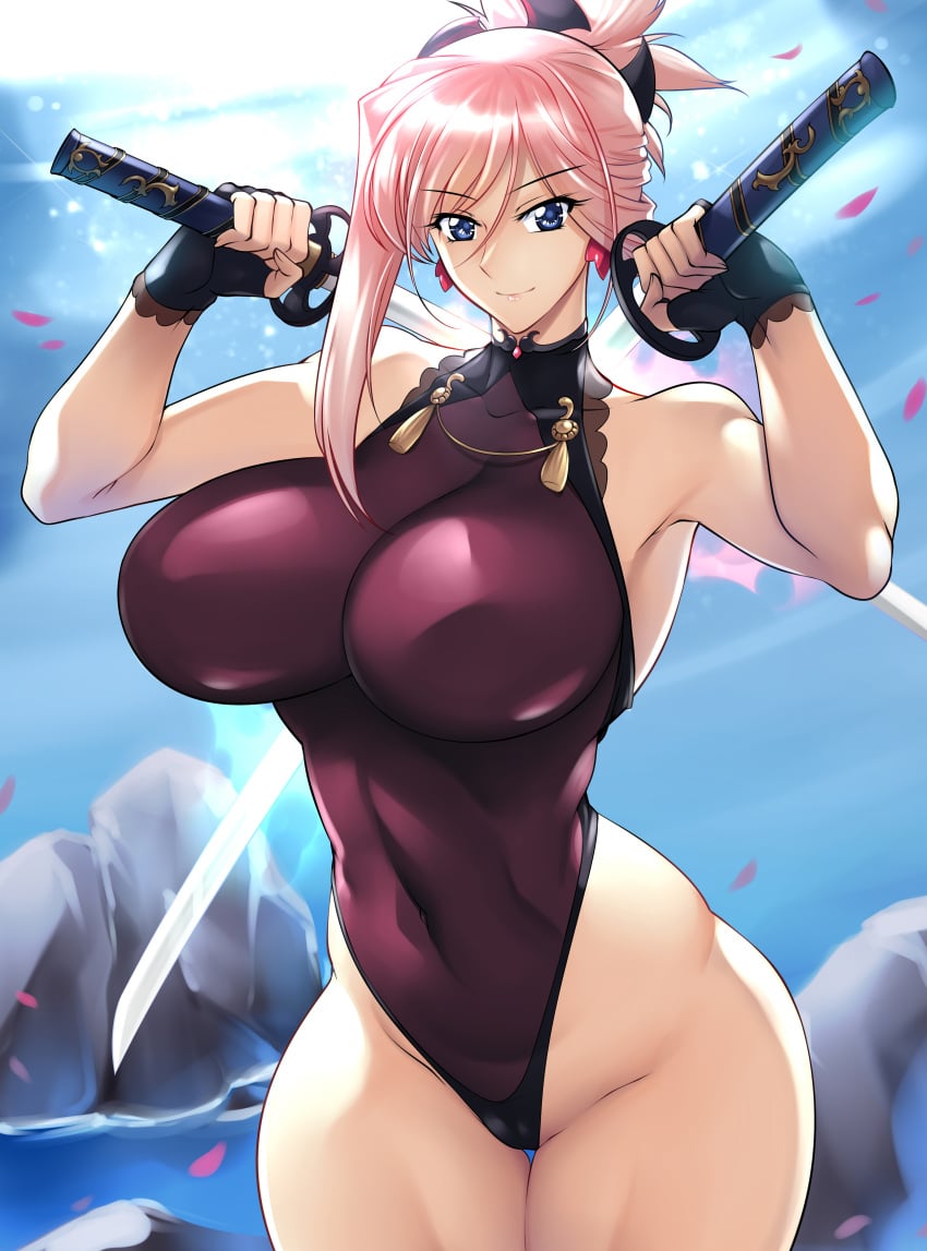 1girls absurd_res absurdres bare_arms bare_shoulders bare_skin bare_thighs big_breasts black_gloves blue_eyes breasts busty child_bearing_hips clothed clothed_female clothing dual_wielding fate/grand_order fate_(series) female female_focus female_only fingerless_gloves fit fit_female gloves haganef high_resolution highres hips holding_katana holding_sword holding_weapon katana large_breasts large_filesize leotard light-skinned_female light_skin long_hair looking_at_viewer miyamoto_musashi_(fate) navel pink_hair ponytail purple_leotard shiny shiny_breasts shiny_clothes shiny_clothing shiny_hair shiny_leotard shiny_skin slim_girl slim_waist smile solo solo_female solo_focus standing stomach sword swords thick_thighs thighs tight_clothes tight_clothing tight_fit tight_leotard toned toned_body toned_female toned_stomach very_high_resolution weapon