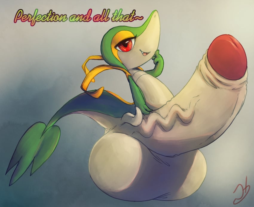 balls bedroom_eyes big_balls big_penis english_text feral fingers genitals gradient_background green_body green_skin green_tail grey_background hi_res huge_balls huge_cock humanoid_genitalia humanoid_penis hyper hyper_balls hyper_genitalia hyper_penis long_tail male narrowed_eyes nintendo open_mouth penis pokemon pokemon_(species) red_eyes seductive signature simple_background snivy solo stormdragonblue teeth text vein veiny_penis video_games