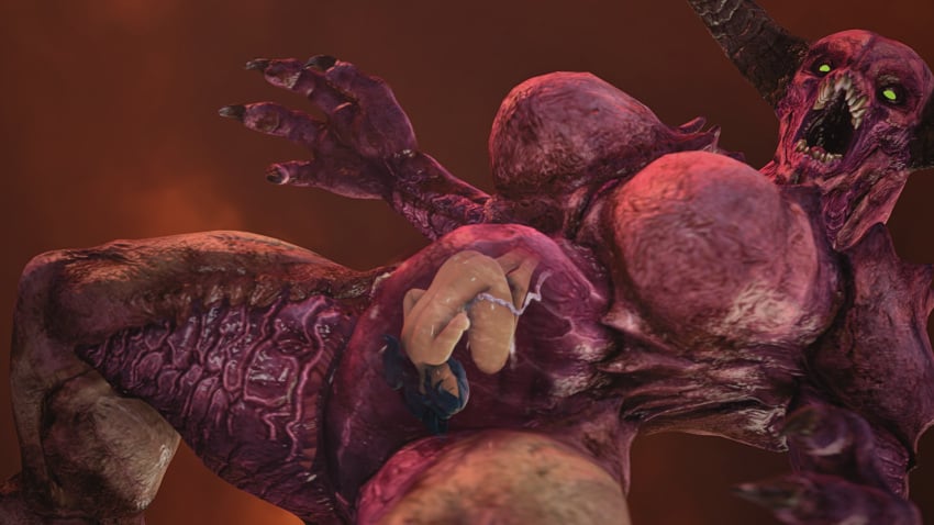 1boy baron_of_hell_(doom) baroness_of_hell demon demon_girl doom female giantess male mikeyuk4 monster monster_girl mother pregnant pregnant_belly pregnant_female unbirth x-ray