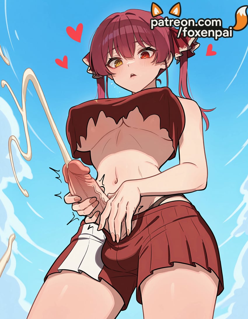 1futa 2025 ai_generated arrow_through_heart artist_name balls big_breasts big_chest blue_sky blush breasts bust busty chest cloud cloudy_sky cock crop_top cum day dick ejaculation erection foxenpai futanari hair_ribbon heart heart-shaped_eyewear heterochromia hi_res high_quality high_resolution highres hololive hololive_japan houshou_marine intersex large_breasts long_hair navel outdoors patreon patreon_username penis pirate_hat projectile_cum red_eyes red_hair red_skirt ribbon sky solo stable_diffusion testicles twintails veins veiny_penis virtual_youtuber watermark yellow_eyes