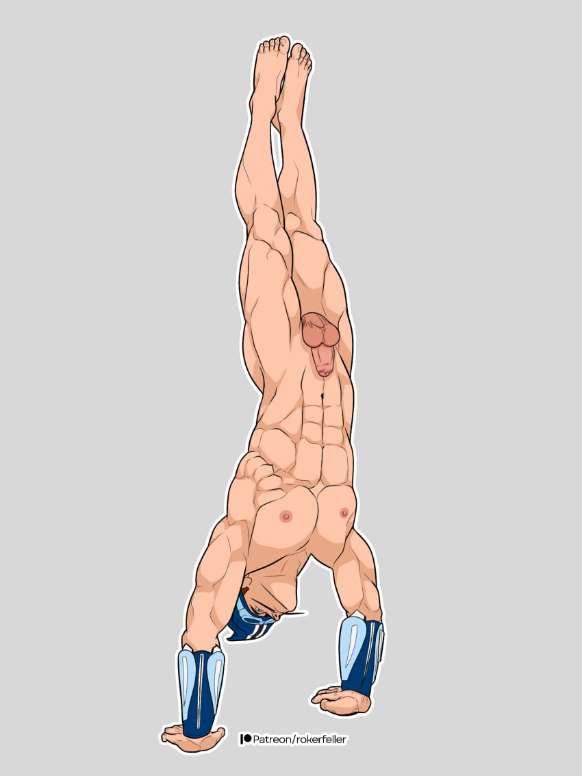 1boy flaccid foreskin gay handstand lazytown male male/male male_only muscles muscular muscular_male nickelodeon penis roker_feller sport sportacus uncircumcised uncut upside-down yaoi