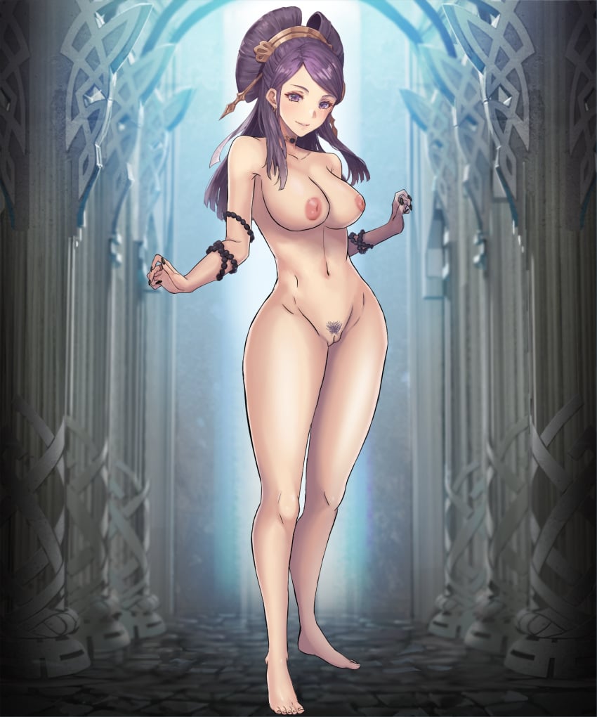 1girls bare_legs barefoot black_nails breasts choker completely_nude earrings edit female female_only female_pubic_hair fire_emblem fire_emblem_fates fire_emblem_heroes grin large_breasts legs long_hair looking_at_viewer nail_polish nintendo nipples nude nude_female nude_filter orochi_(fire_emblem) pubic_hair purple_eyes purple_hair pussy samuraijam34 smile solo