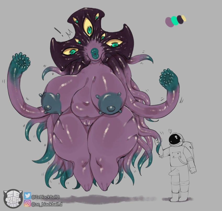 1boy 1boy1girl 1girls alien alien_girl astronaut big_breasts boner boner_in_pants chubby chubby_female eldritch_horror erect_penis erection erection_under_clothes female floating green_eyes green_skin hand_holding handholding holding_hands holding_tentacle huge_breasts in_love infatuation large_areolae large_breasts larger_female levitating levitation multi_eye plump plump_labia plump_lips pudgy_belly purple_skin slightly_chubby slightly_chubby_female smaller_male stacked suction_tentacles surprised surprised_expression tall tall_female tentacle tentacle_hair the_observer_(zeblackballd) thick thick_hips thick_lips thick_thighs wide_hips wide_thighs zeblackballd_(artist)