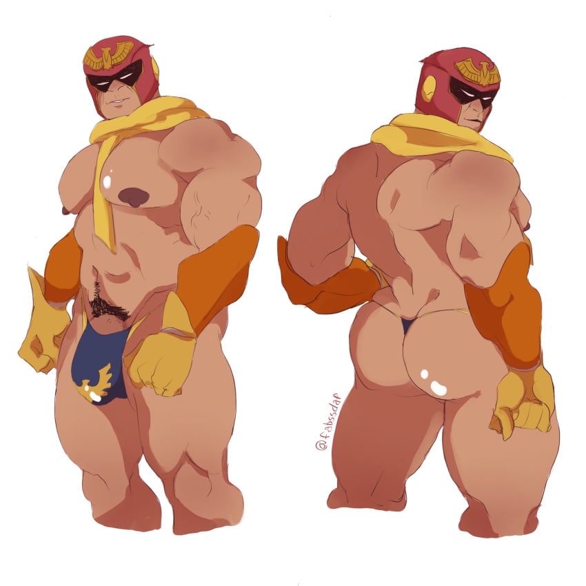 1boy captain_falcon f-zero fabssdaf helmet male male_focus male_only muscular muscular_male scarf thong