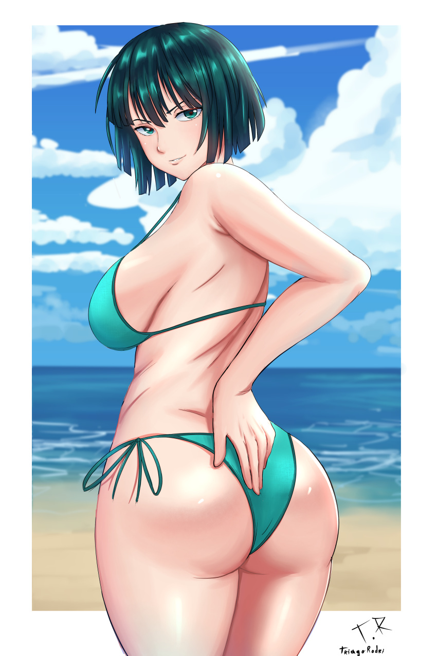 1girls absurd_res ass ass_focus back back_view bangs bare_shoulders beach big_ass big_breasts big_butt bikini bikini_bottom bikini_top blue_sky blush bob_cut breasts busty butt_focus curvaceous curvy curvy_body curvy_female curvy_figure dark_green_hair dark_hair dat_ass eye_contact eyelashes female female_focus female_only fringe fubuki_(one-punch_man) green_eyes green_hair hands_on_ass highres hips large_ass large_breasts legs legs_together light-skinned_female light_skin lips lipstick looking_at_viewer looking_back medium_hair one-punch_man presenting presenting_ass presenting_butt sea seductive seductive_eyes seductive_look seductive_mouth seductive_smile shiny_skin short_hair sideboob sky slim slim_waist smile smiling smiling_at_viewer smirk solo solo_female solo_focus thick thick_ass thick_legs thick_thighs thighs thin_waist tits toned toned_back toned_body toned_female triagorodri_(artist) voluptuous waist wide_hips